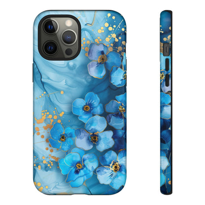 Forget Me Nots Gold Color Splash Floral Design Phone Case