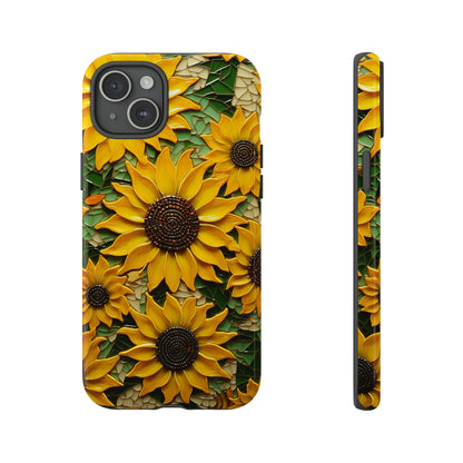 Sunflower Floral Color Explosion Mosaic Glass