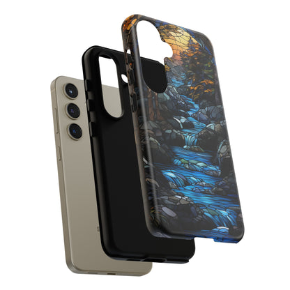 Stained Glass Stone Bridge and River Art Phone Case