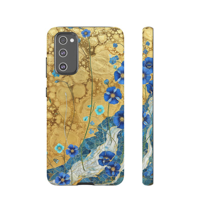 Forget Me Nots Gold Color Splash Floral Design Phone Case