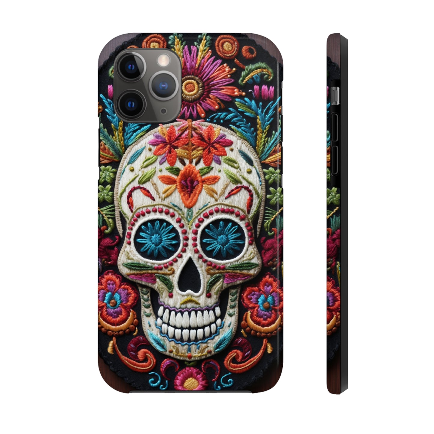 Embroidery Style Skulls Goth Dark Academia Tough Case iPhone Case