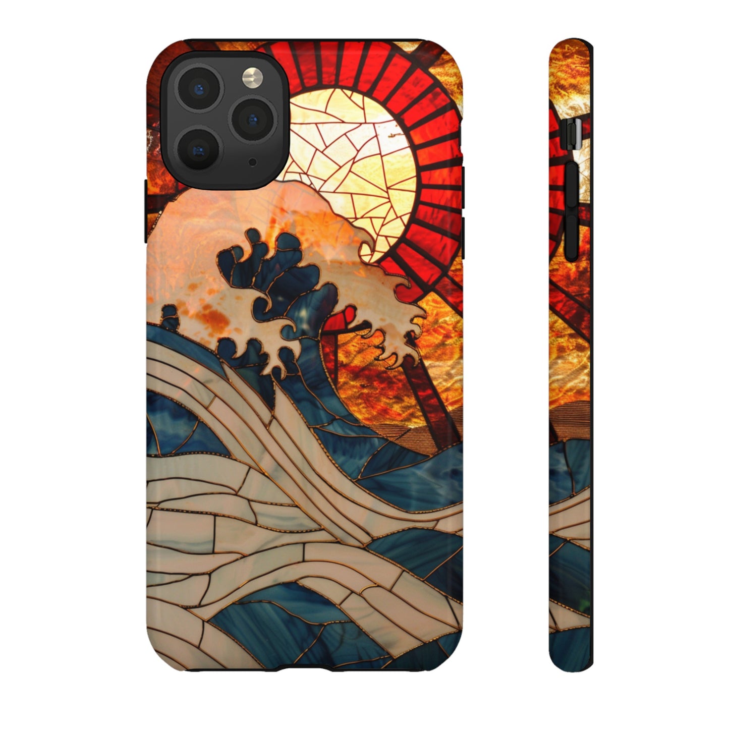 Japanese Rising Sun Phone Case Stained Glass Ocean Wave