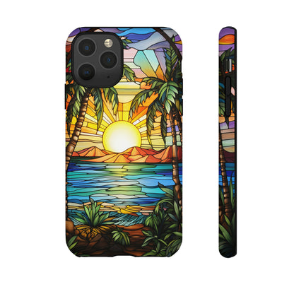 Tropical Stained Glass Sunset Beach