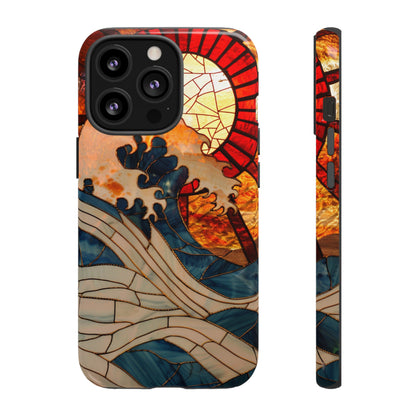 Japanese Rising Sun Phone Case Stained Glass Ocean Wave