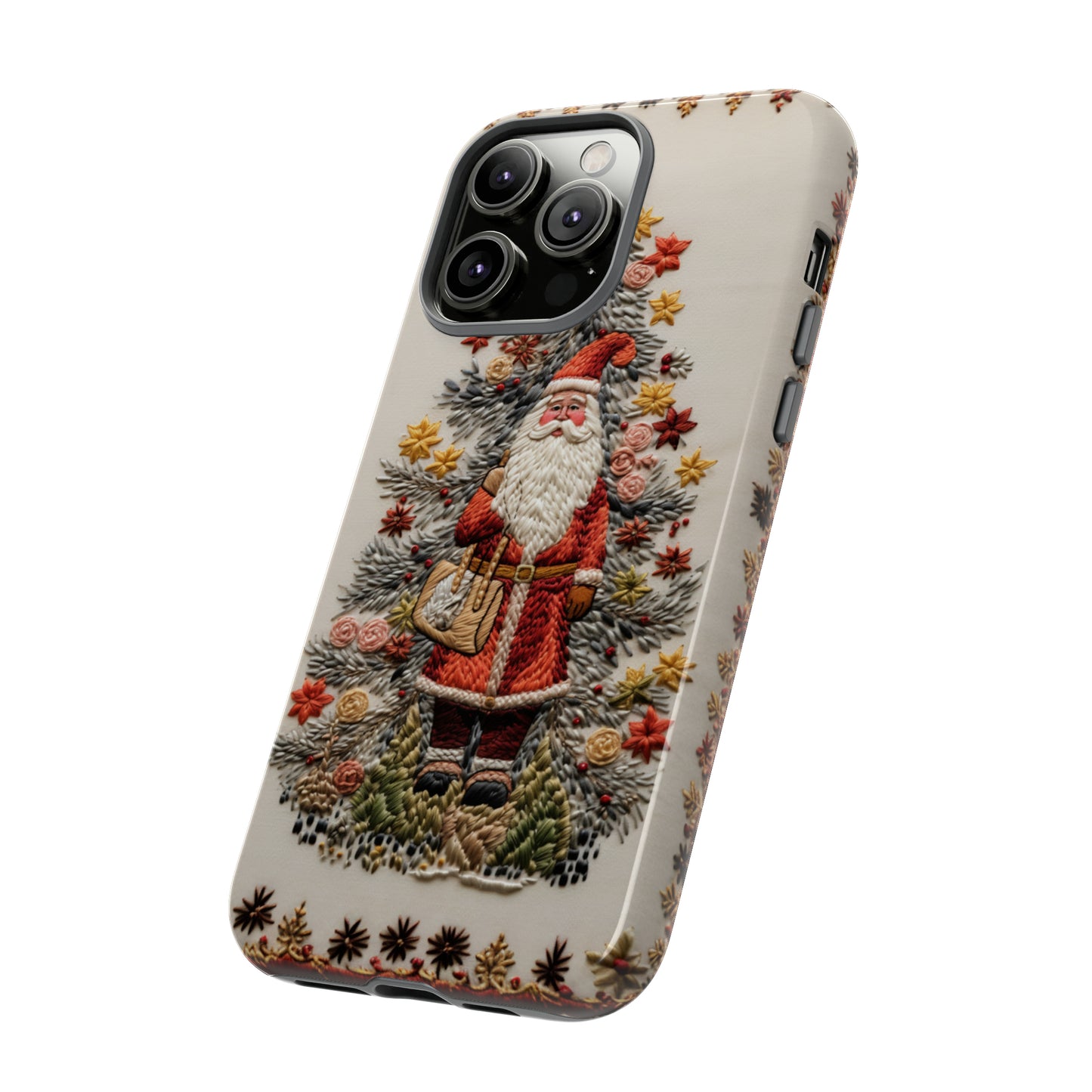 Vintage Embroidery Christmas Santa Phone Case