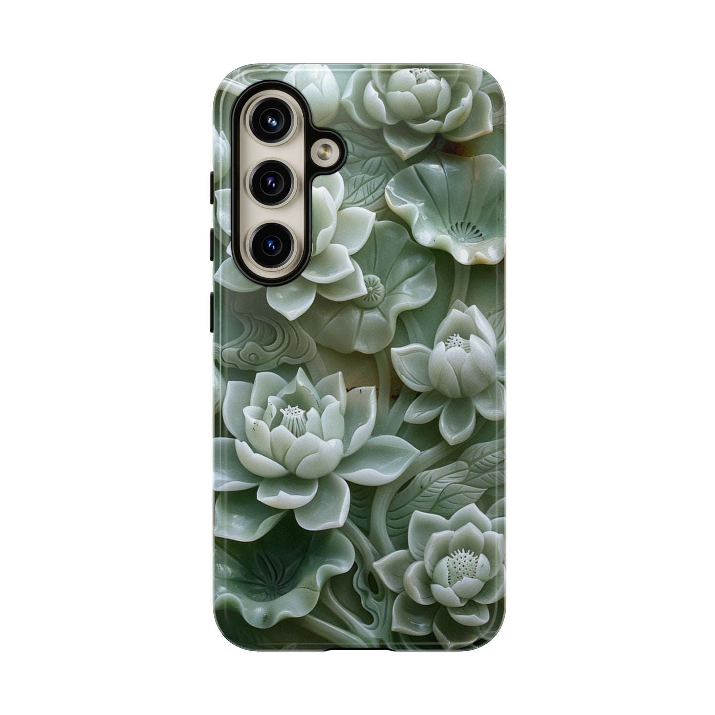 Green jade lotus phone case for iPhone 15 Case