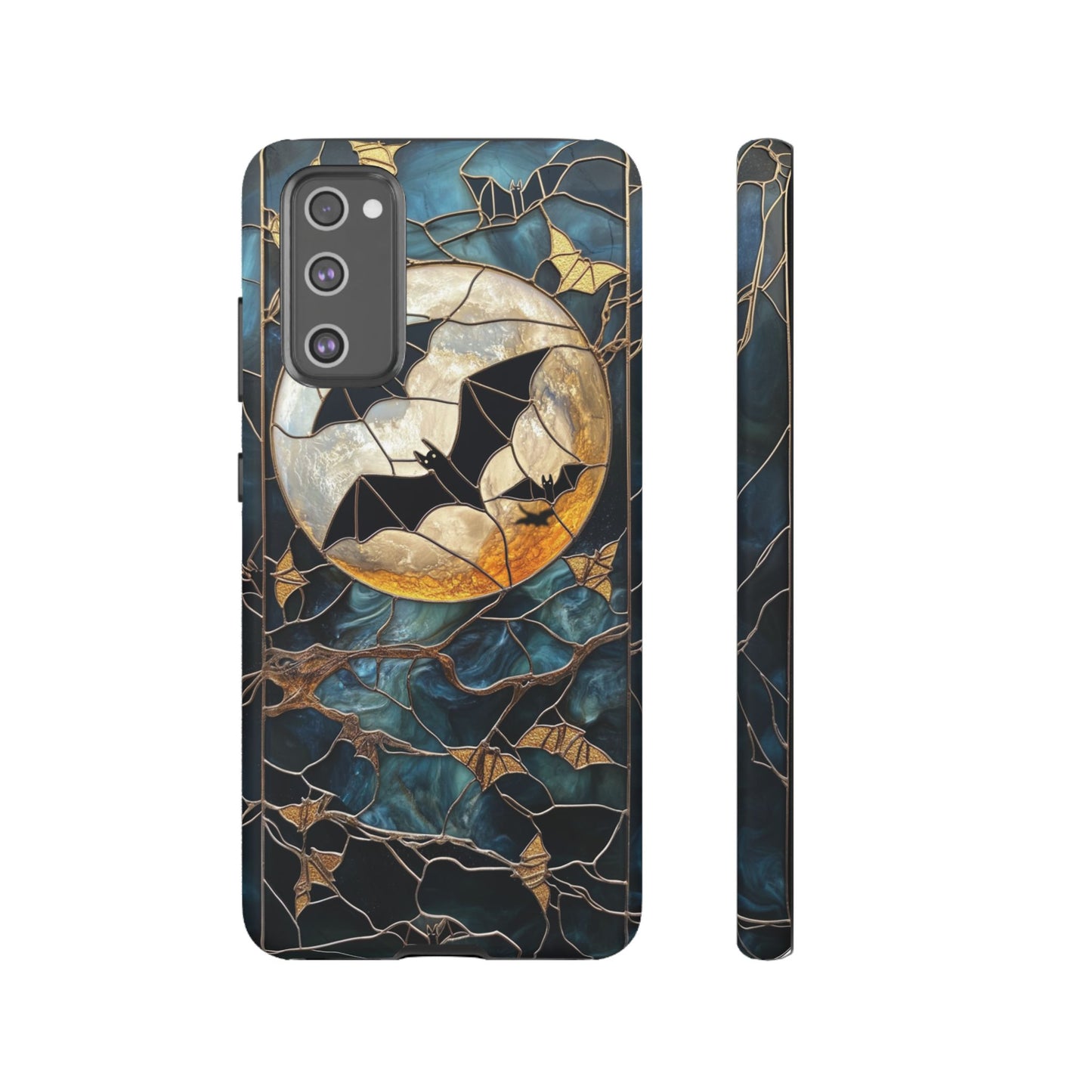 Halloween Phone Case Bats Stained Glass Style Spooky Moon Phone Cover