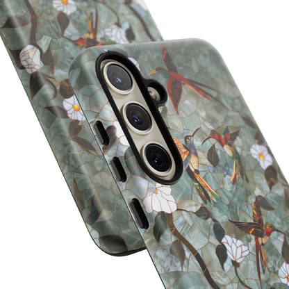 Stained Glass Hummingbirds and Flowers iPhone Case