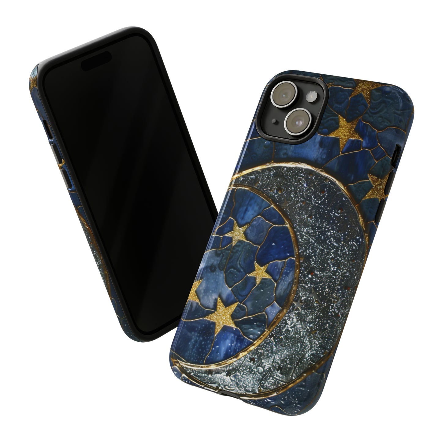 Moon Stars Stained Glass Starry Night Phone Case