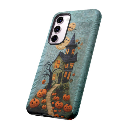 Halloween Haunted House Vintage Embroidery Style Phone Cover