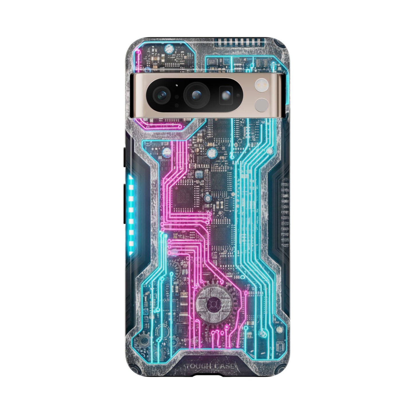 Rugged Tech Phone Case Cyber Circuit Armor Futuristic Neon Circuit Design Heavy Duty Protective Cyberpunk Phone Cover