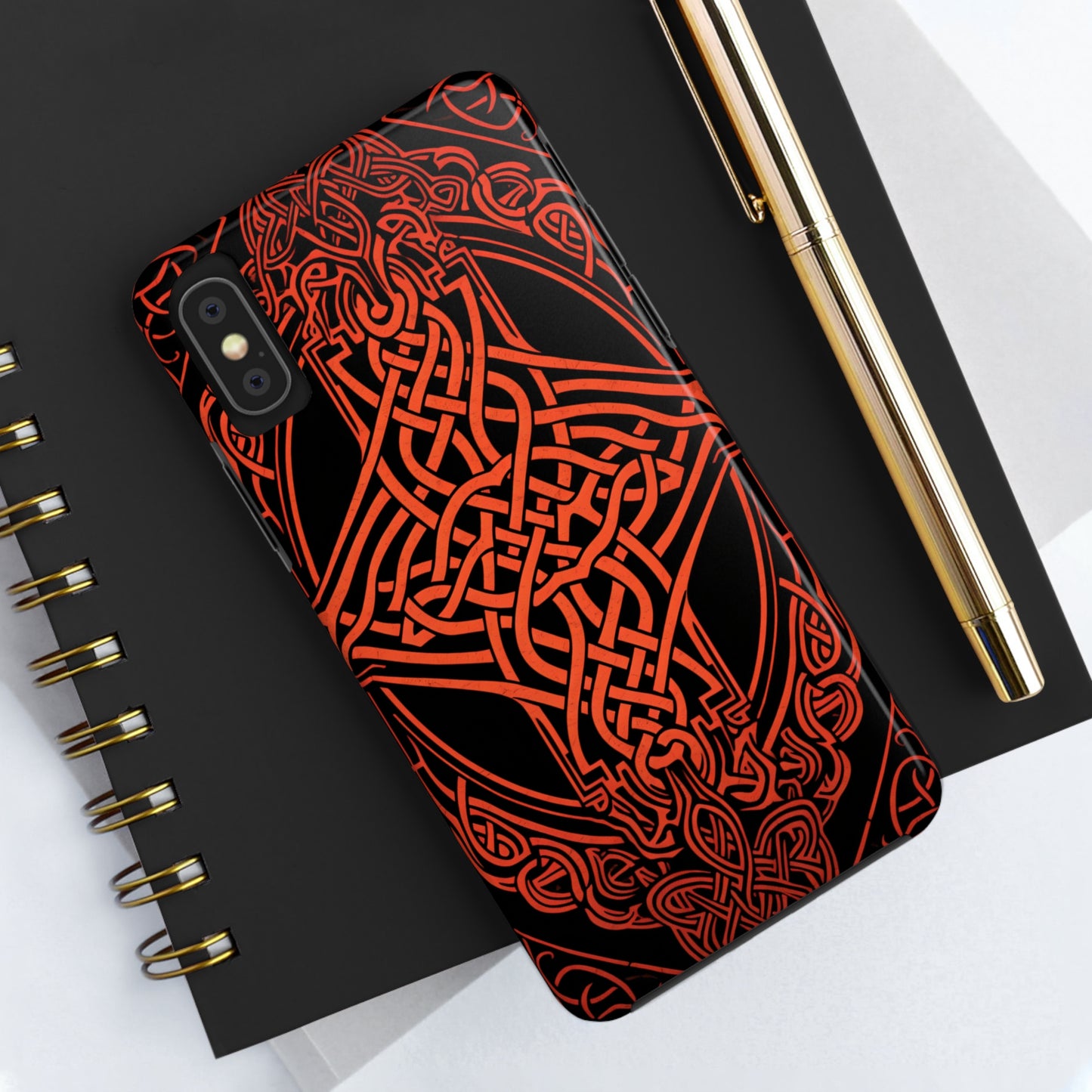 Eternal Weave iPhone Case, Red Celtic Tribal Knots | Timeless Symbolism iPhone Case for Models 11 through 14 Pro Max