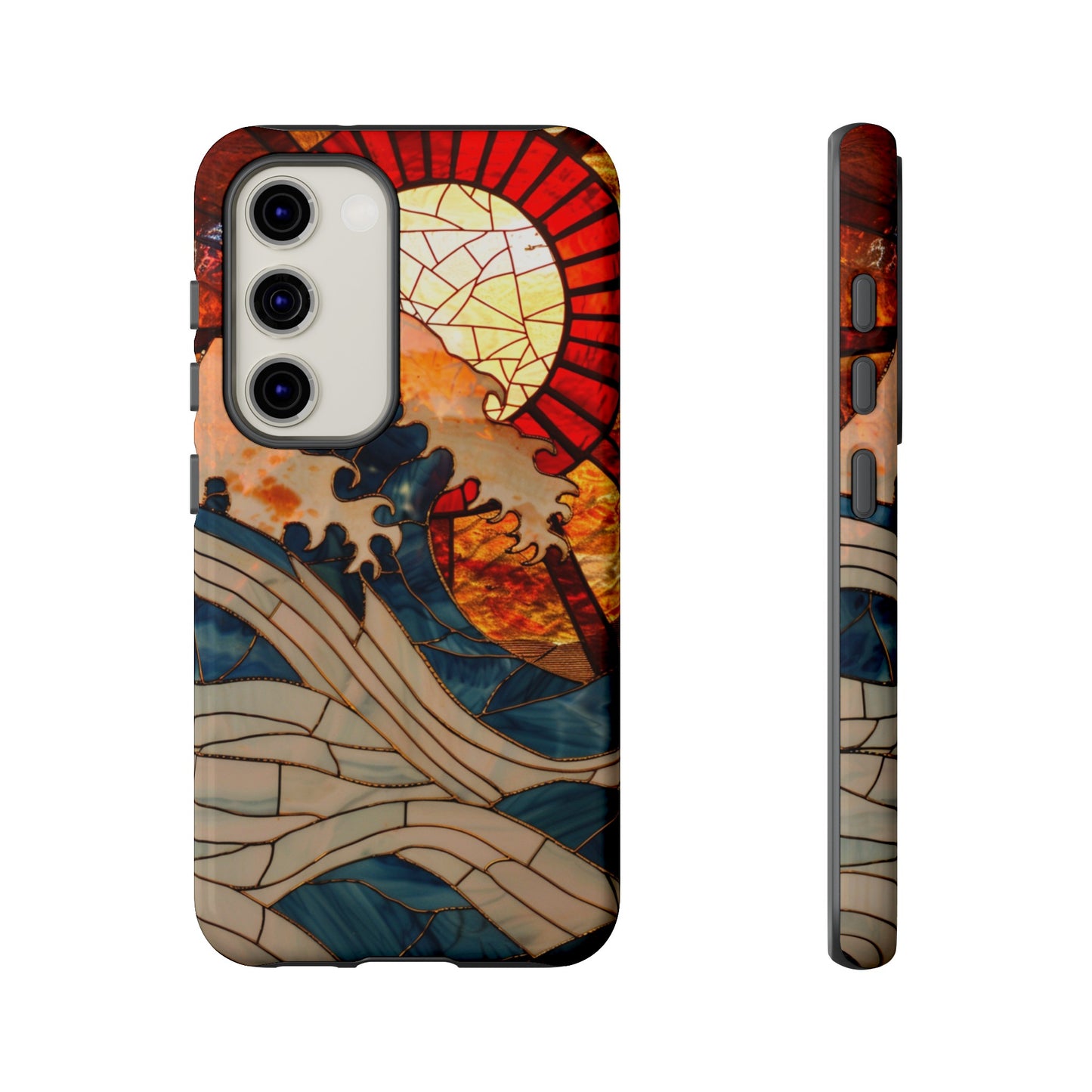 Japanese Rising Sun Phone Case Stained Glass Ocean Wave