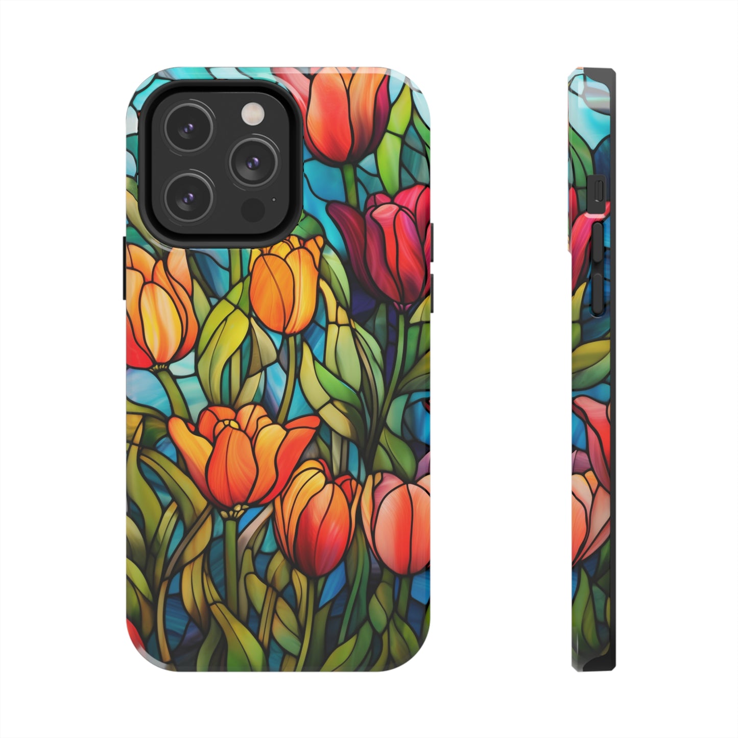 Stained Glass Tulip Floral Aesthetic iPhone Case | Embrace the Beauty of Nature in Full Bloom