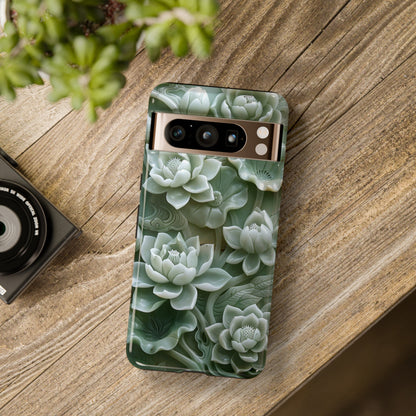 Green Jade Lotus Floral Art Phone Case