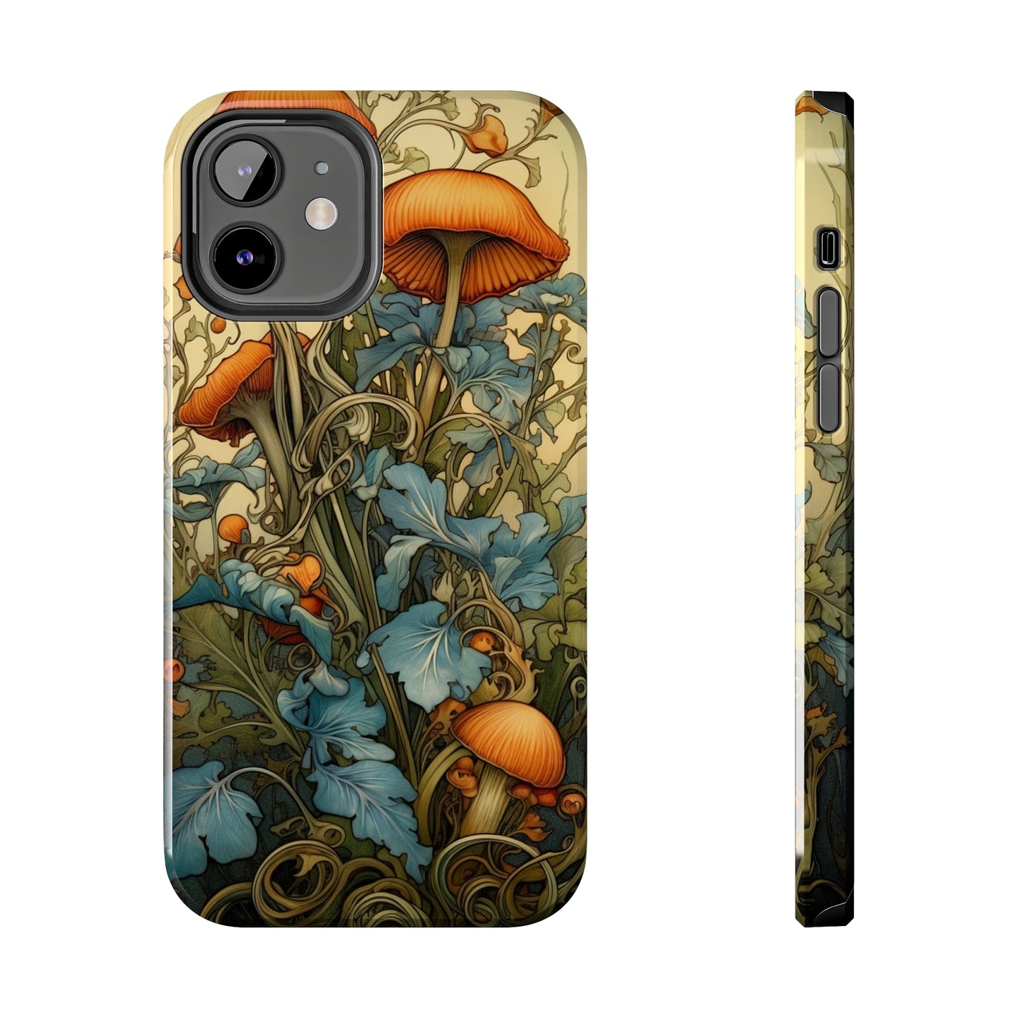 Vintage Mushroom iPhone Case Floral Aesthetic Art Nouveau Retro Phone Tough Case iPhone 14 Plus 13 12 7 8 SE Hippie Boho Style