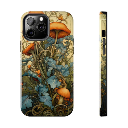 Vintage Mushroom iPhone Case Floral Aesthetic Art Nouveau Retro Phone Tough Case iPhone 14 Plus 13 12 7 8 SE Hippie Boho Style