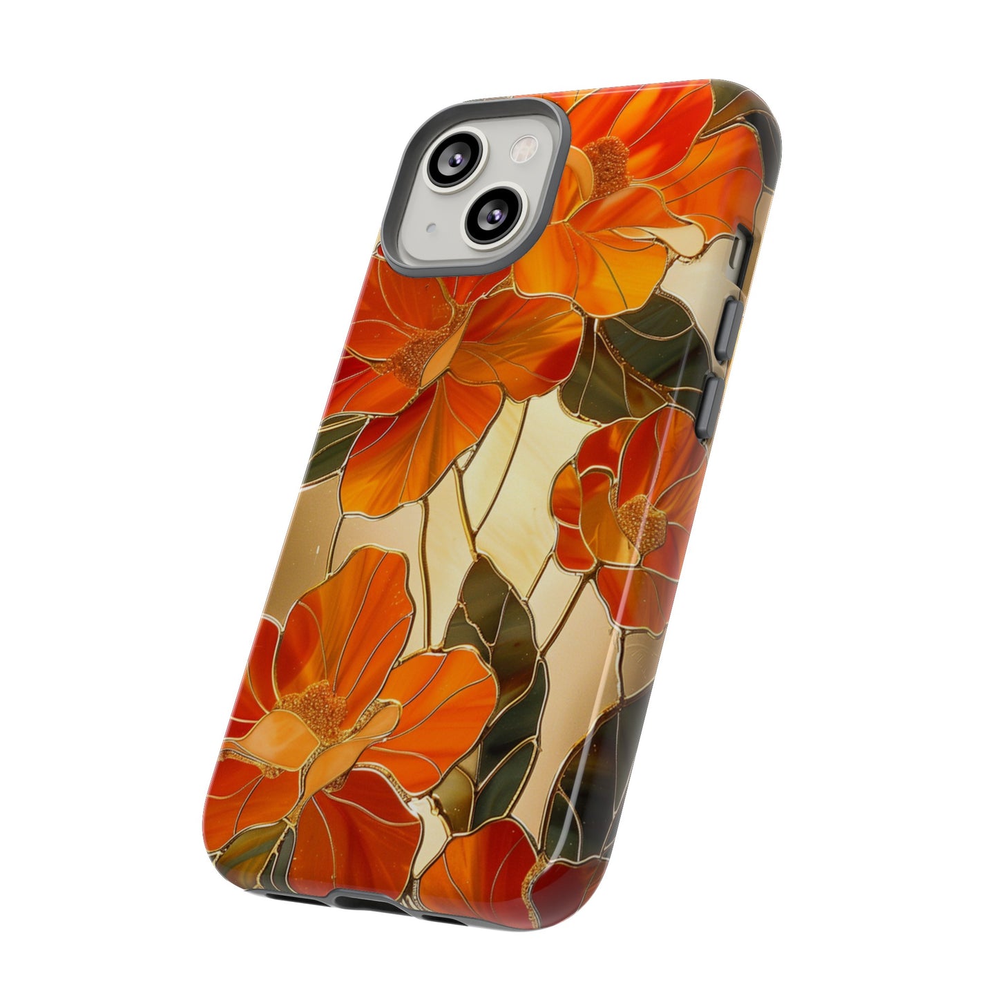 Orange Floral Phone Case Stained Glass Flower Aesthetic