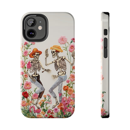 Dancing Halloween Skeletons Embroidery iPhone Case | iPhone X to iPhone 14 Pro Max