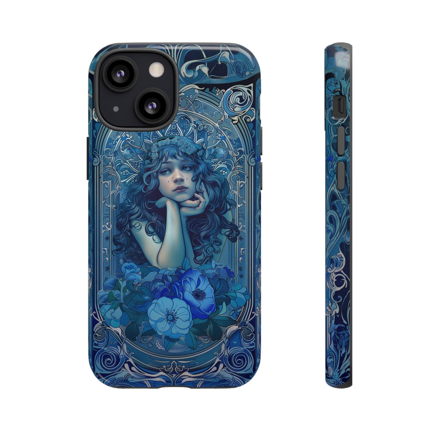 Blue Floral Art Nouveau Style Phone Case