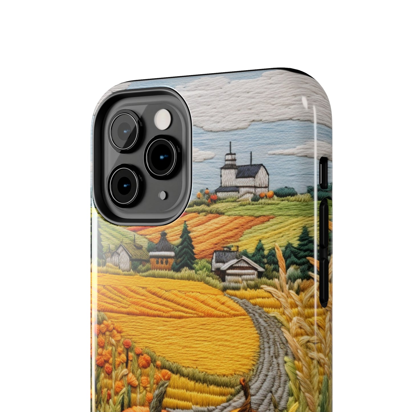 Harvest Hues: Halloween Pumpkin Patch | Embroidered Landscape for iPhone Range