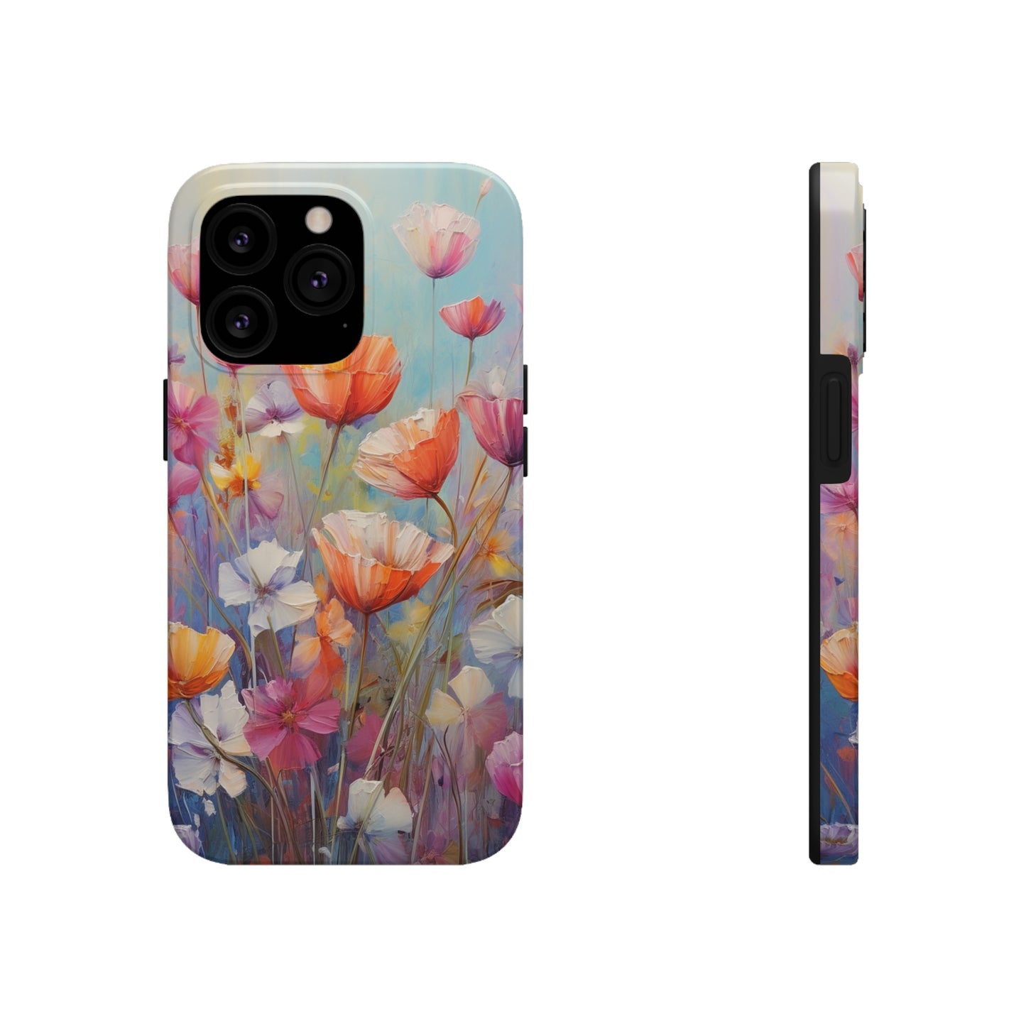 Poppy Flower Oil Painting Tough iPhone Case | Retro Groovy Phone Cover