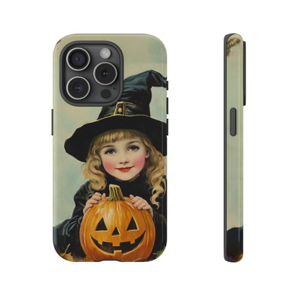 Vintage Halloween Card Witch and Jack-o'-lantern Phone Cover