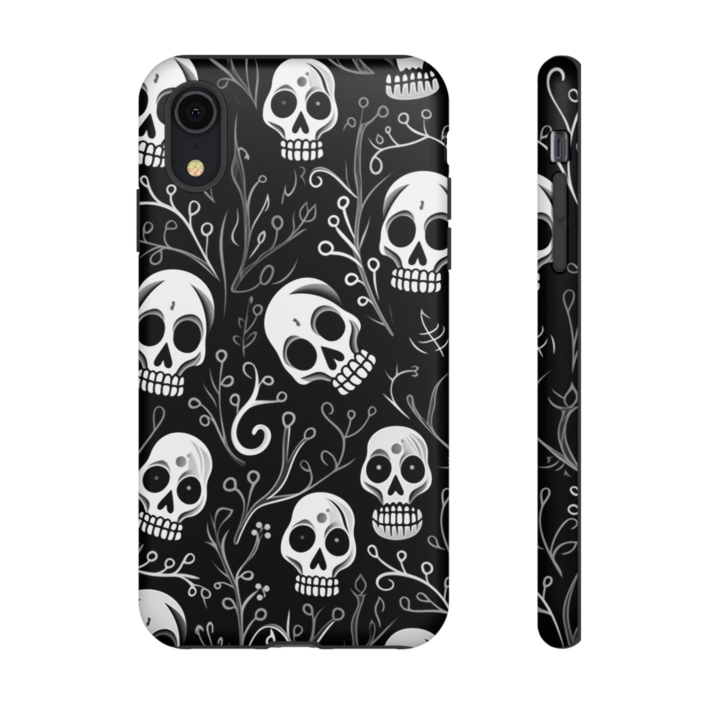 Join the Goth Side: Black Skull Floral Print | Mystical Elegance Case for iPhone, Samsung Galaxy, and Google Pixel