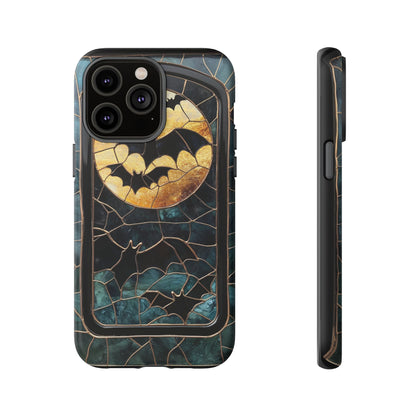 Halloween Phone Case Bats Stained Glass Style Spooky Moon Phone Cover