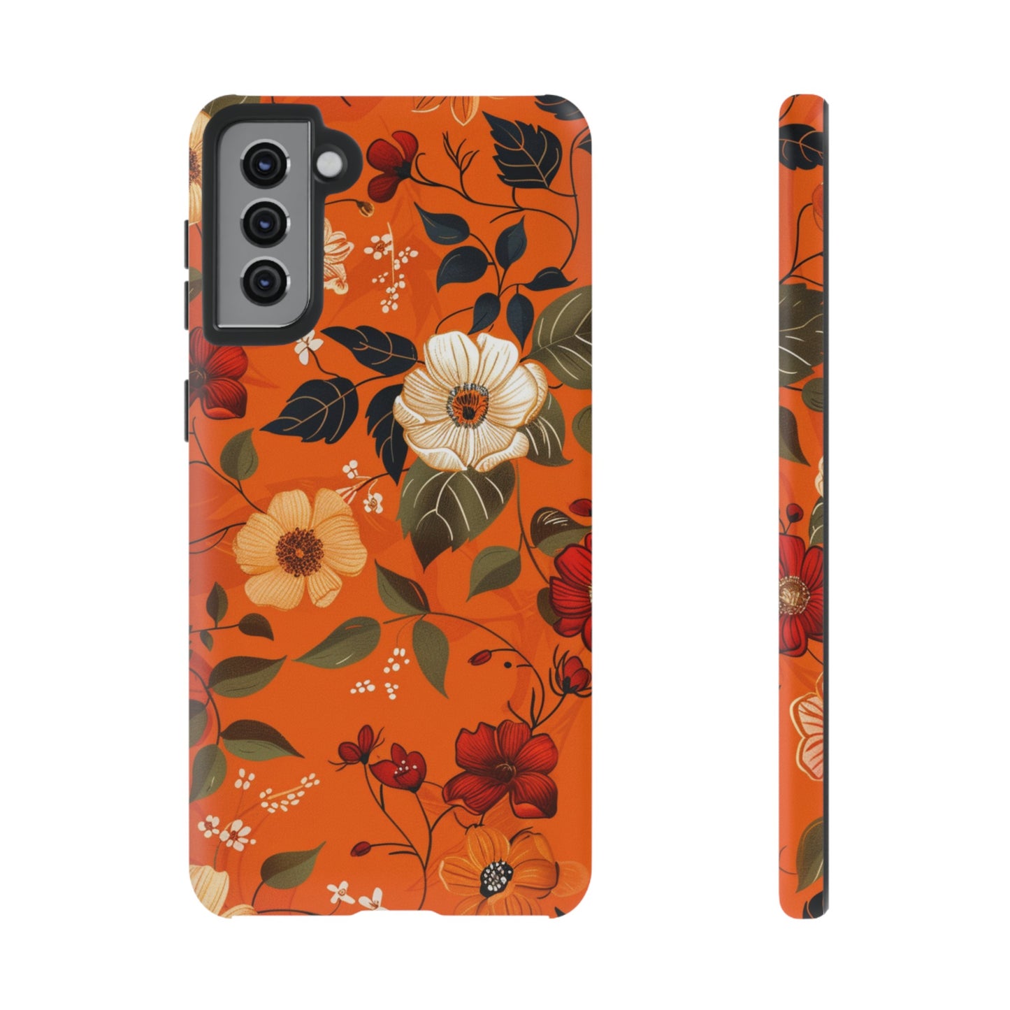 Orange Floral Phone Tough Case