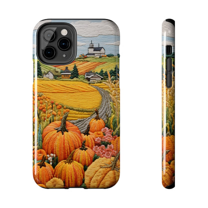 Harvest Hues: Halloween Pumpkin Patch | Embroidered Landscape for iPhone Range