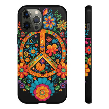 Peace Sign Embroidery Floral Hippie Style Phone Case