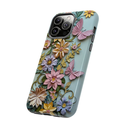 Pastel Pink Butterflies and Flowers iPhone Case