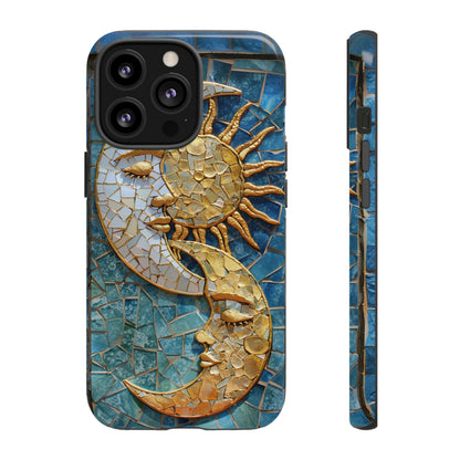 Boho Sun and Moon Mosaic Tile Stained Glass Phone Case