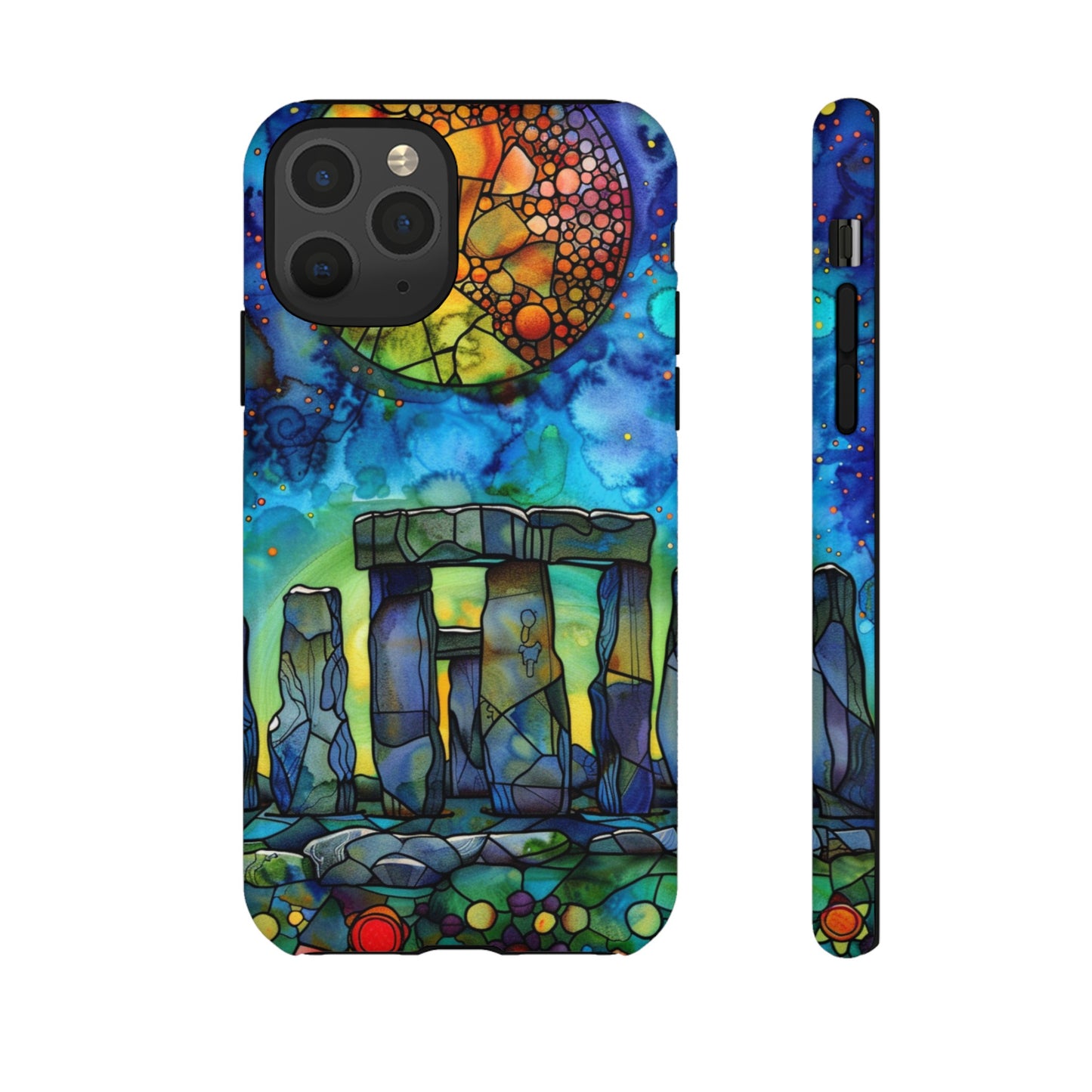 Stonehenge Neolithic Full Moon Stained Glass Watercolor Phone Cover