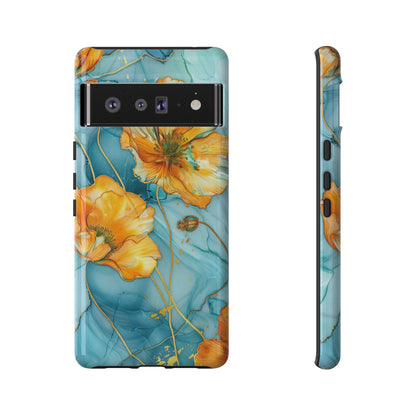 Gold Poppies Color Splash Floral Design Phone Case