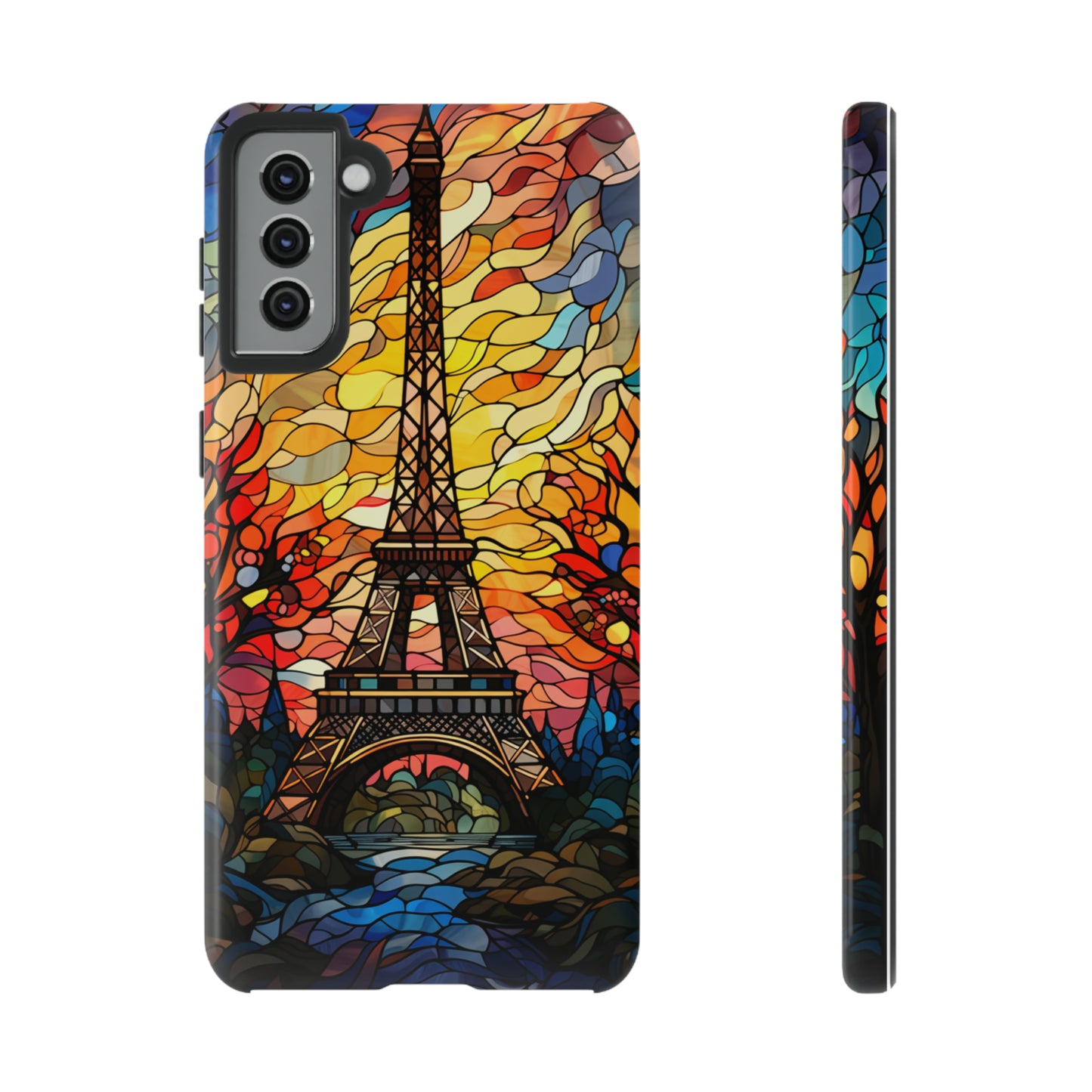 Parisian Elegance: Stained Glass Eiffel Tower | Artistic Flair iPhone Case for iPhone Models 11 through 14 Pro Max, Samsung Galaxy, and Google Pixel