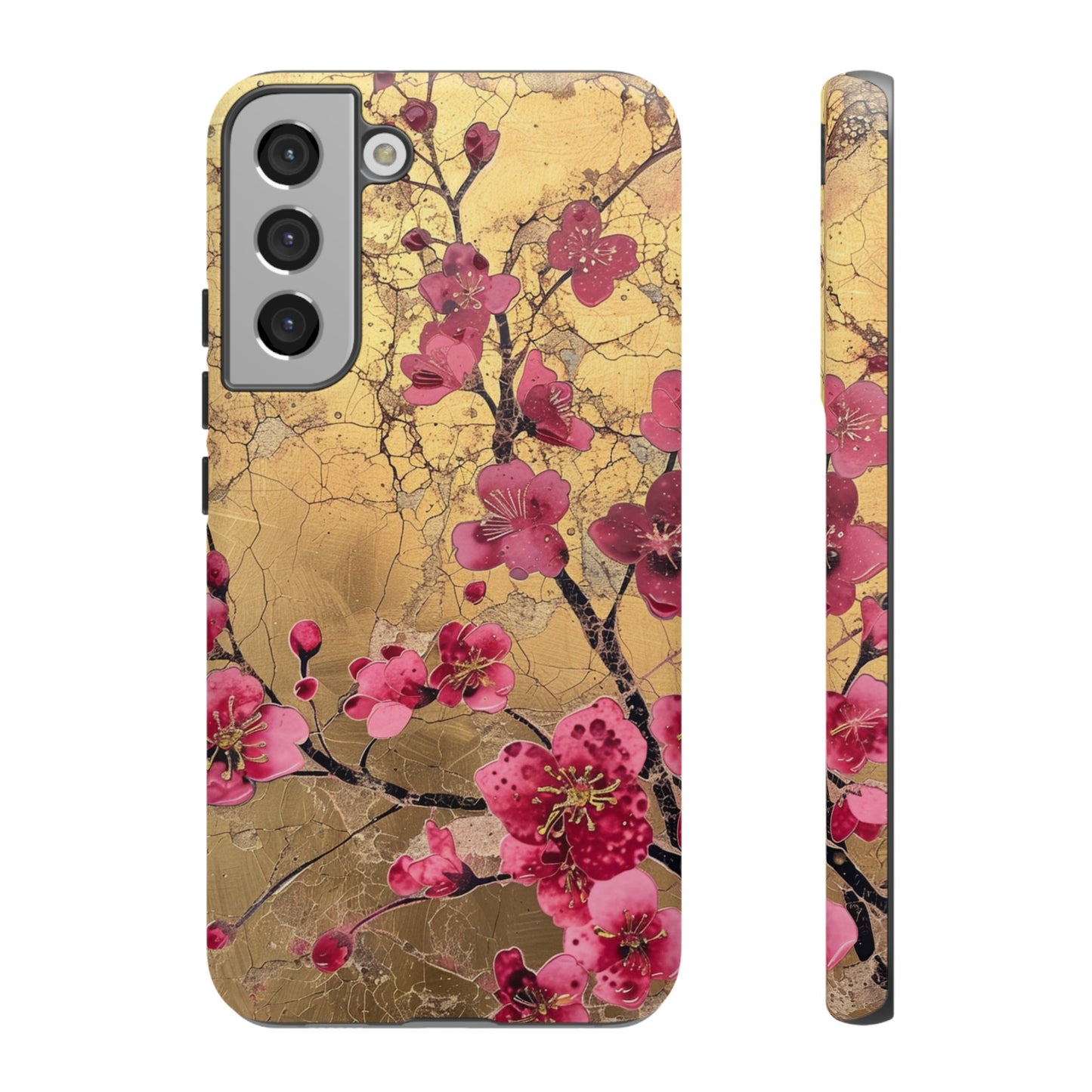 Pink Forget Me Nots Gold Floral Phone Case