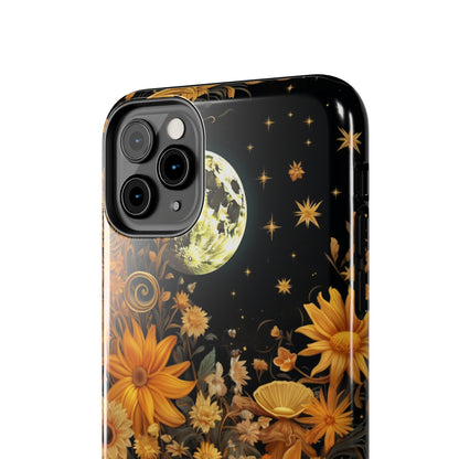 Cottagecore Floral Sun Moon Stars iPhone Case | Embrace Mystical Nature's Beauty