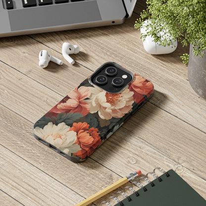 Vintage Floral Aesthetic Phone Tough Case Antique Print for iPhone 14 11 Pro 12 13 XR XS X 7+ 8 Boho Nature Flowers Cottage Core