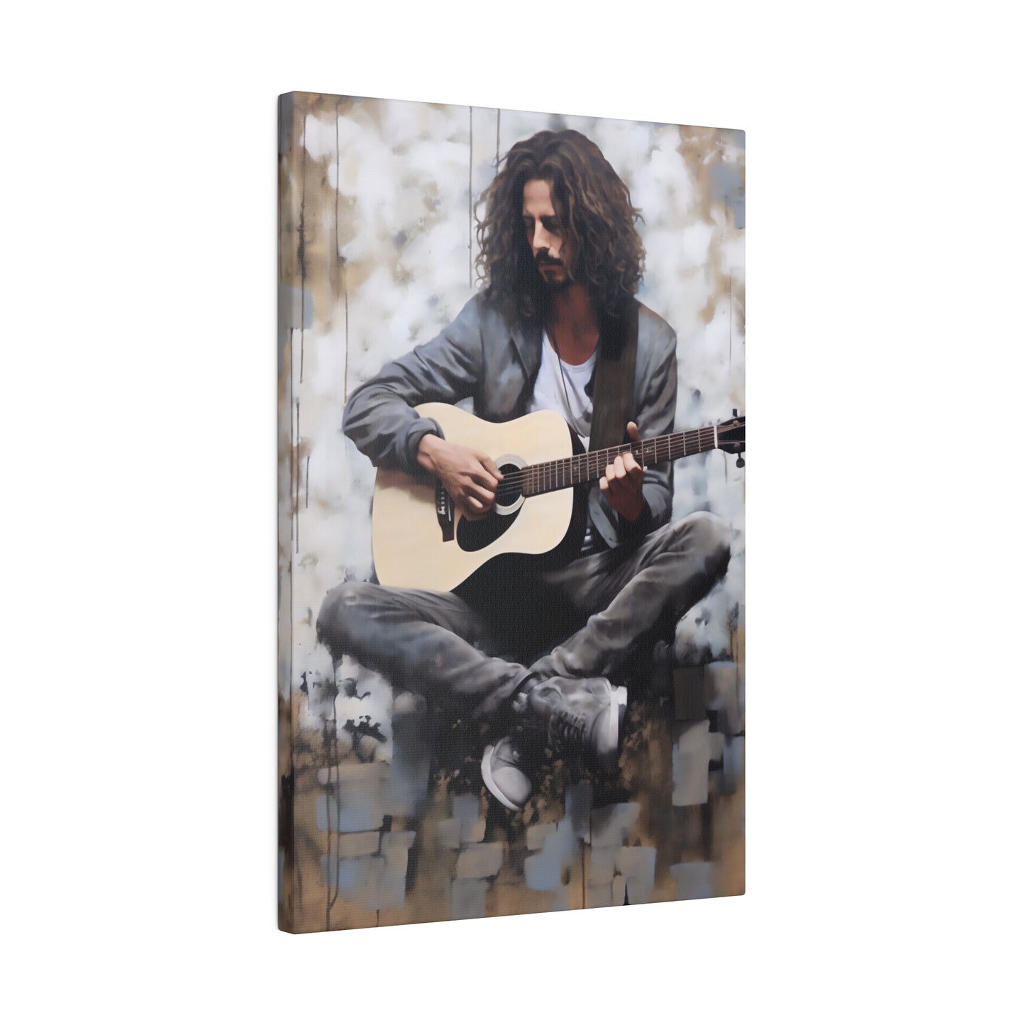 Chris Cornell Playing Guitar  | Stretched Canvas Print