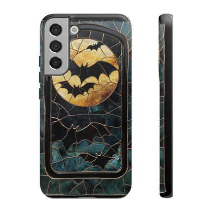 Halloween Phone Case Bats Stained Glass Style Spooky Moon Phone Cover