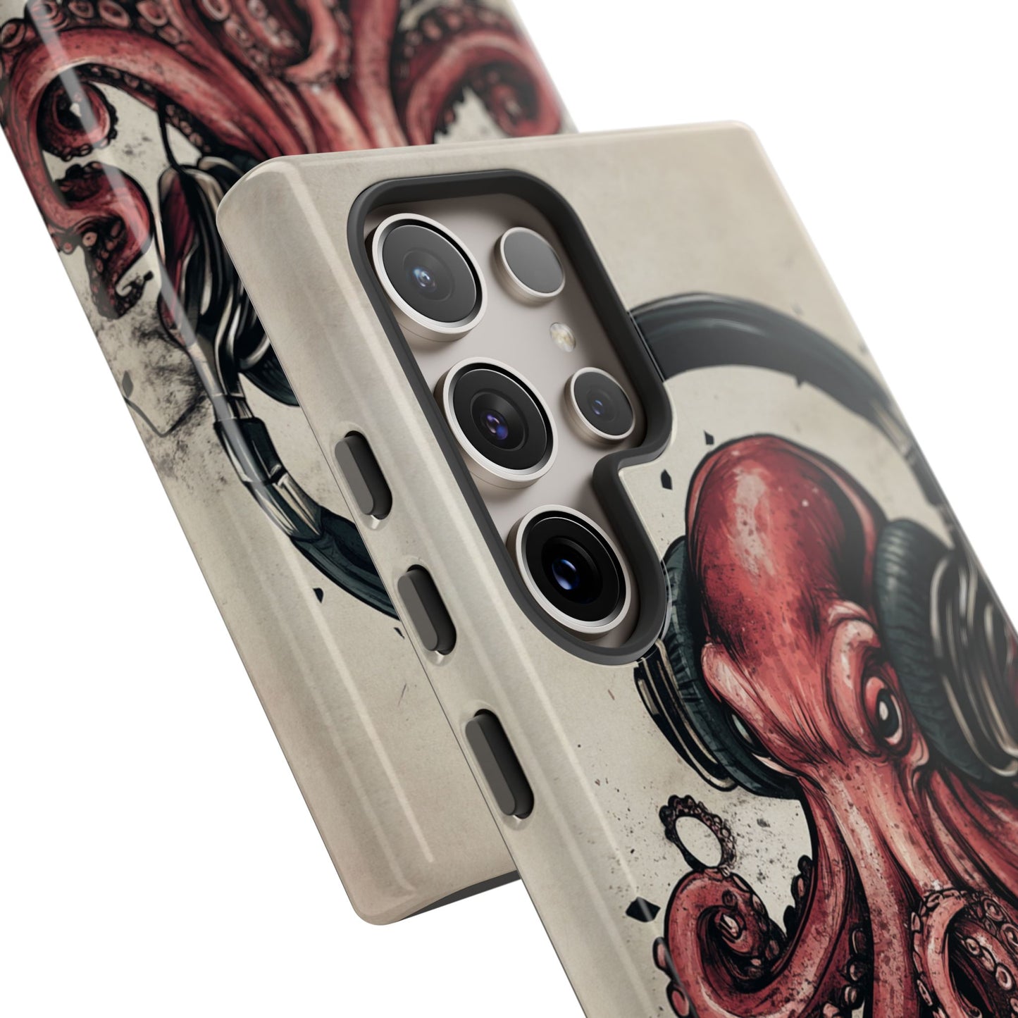 Retro Style Japanese Octopus Listening to Headphones Phone Cover