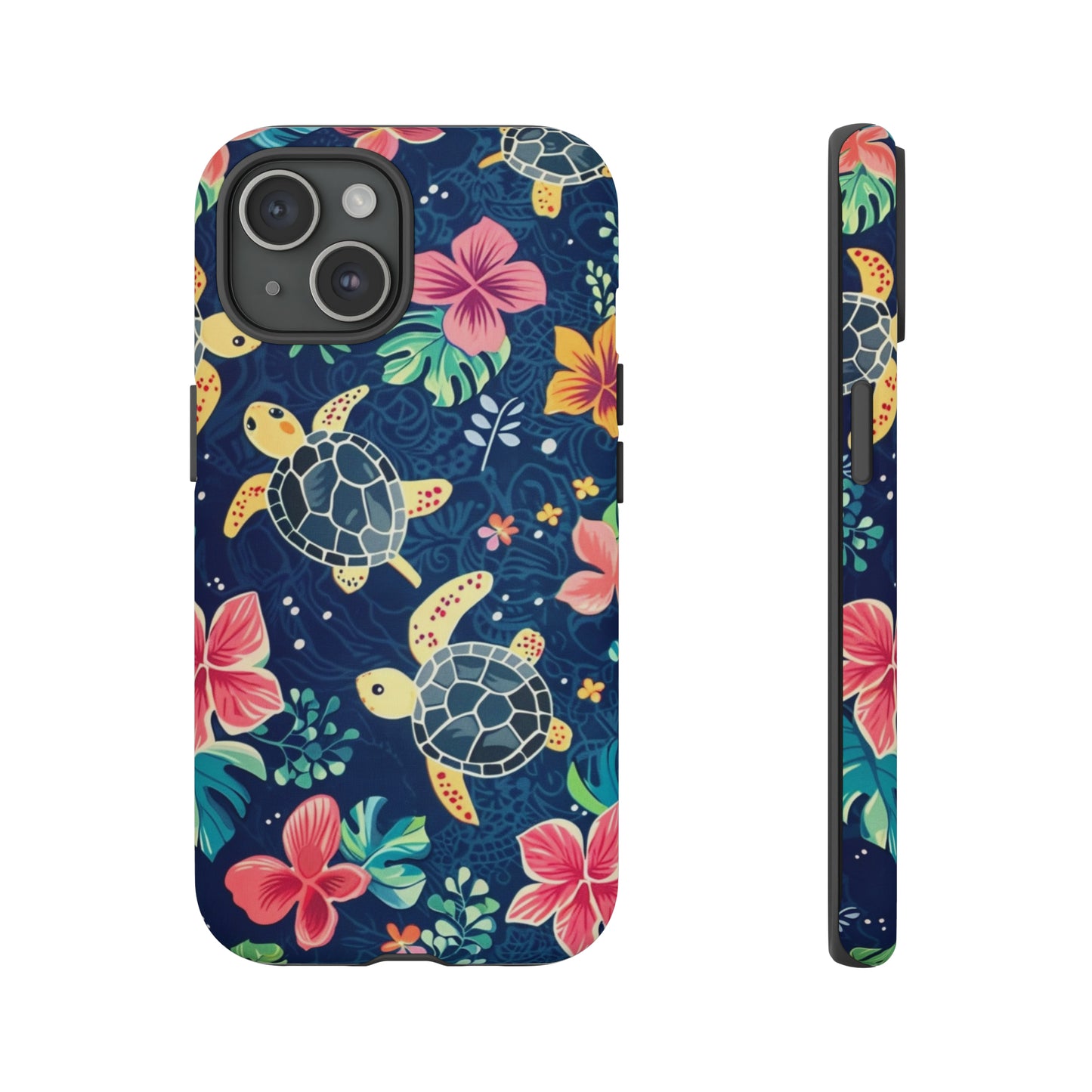 Undersea Floral Blue Sea Turtle Phone Case