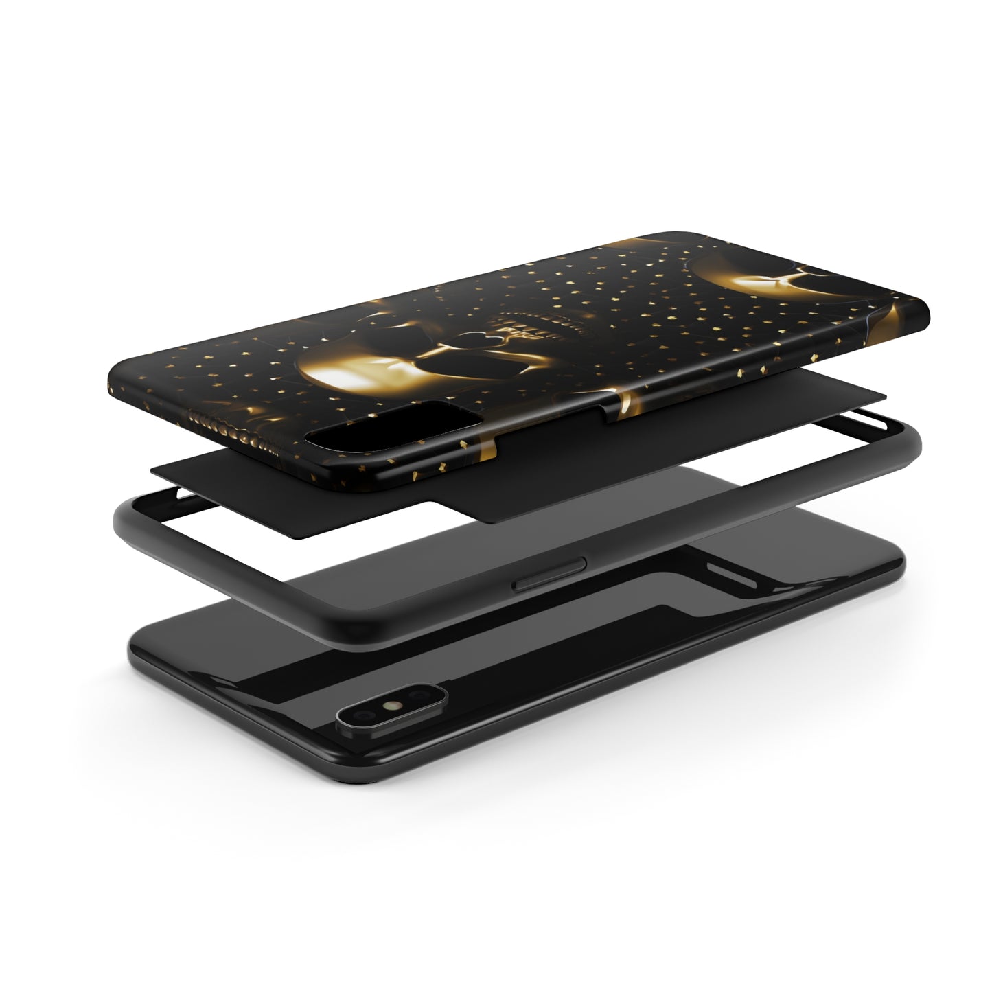 iPhone Tough Case | Dark Decadence: Gothic Gold Skulls and Studs  | Unveil Your Edgy Elegance