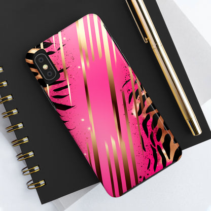 Elegant Wilderness: Pink & Gold Tiger Stripes | Mesmerizing Lush iPhone Case