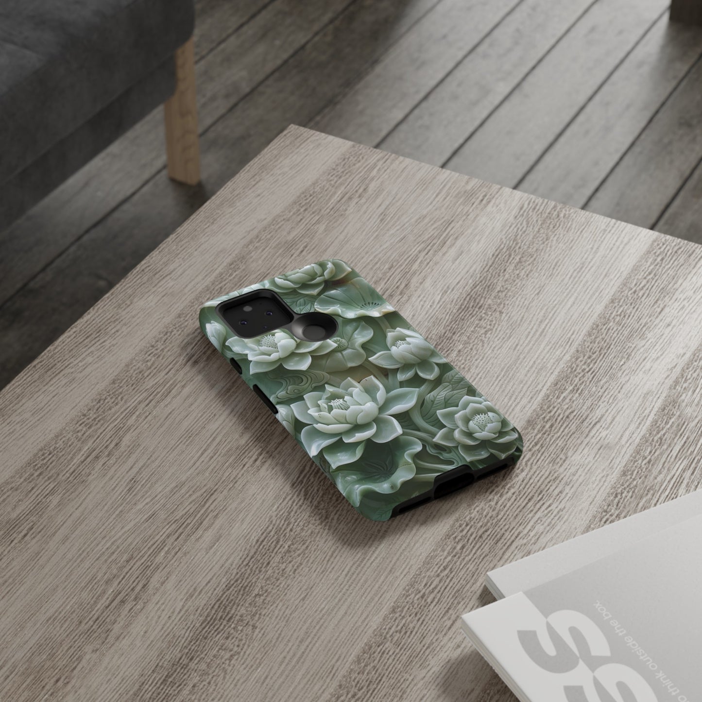 Green Jade Lotus Floral Art Phone Case