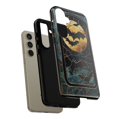 Halloween Phone Case Bats Stained Glass Style Spooky Moon Phone Cover