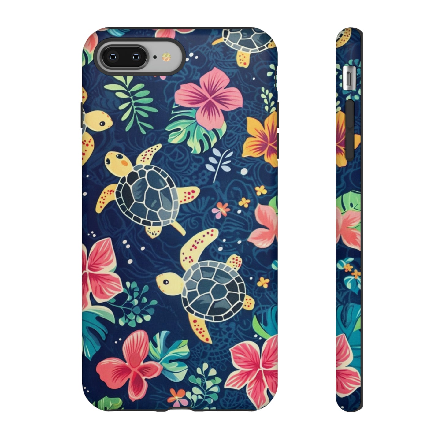 Undersea Floral Blue Sea Turtle Phone Case