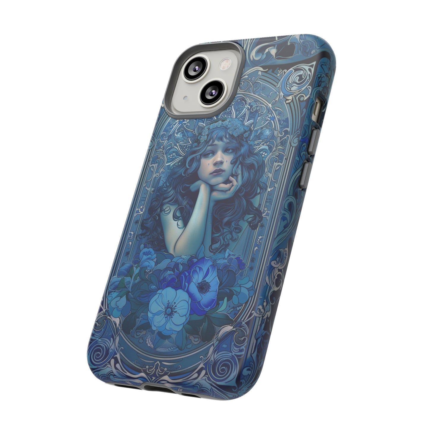 Blue Floral Art Nouveau Style Phone Case